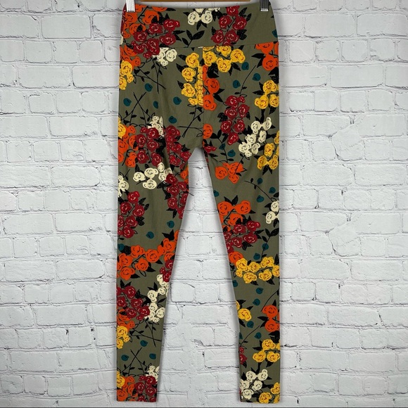 LuLaRoe women's stretch floral multicolor leggins - Picture 2 of 6